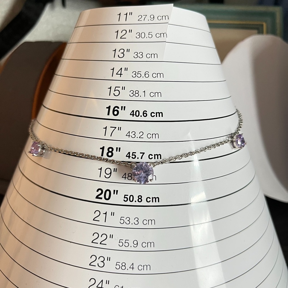 Vintage Charming Charlie Silver Tone Lavender CZ Station Necklace Retro Y2K Glam - Picture 11 of 11